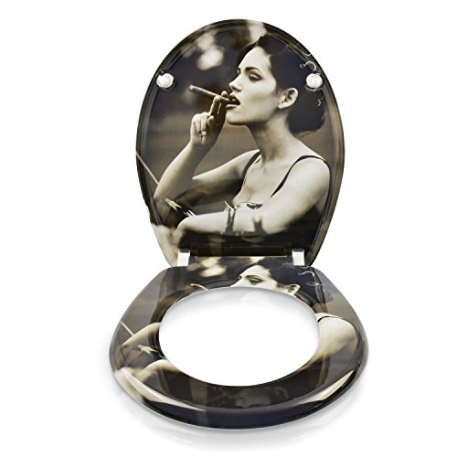 VENKON – Premium WC-Sitz mit Absenkautomatik – Modell „Smoking Fetisch“ – antibakterieller Toilettendeckel aus Duroplast inkl. Montagesatz - 2