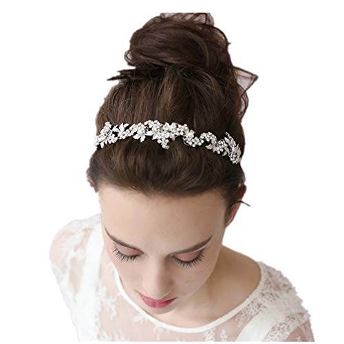 youpin - Diadema de Plata con Diamantes de imitación