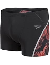 Bóxer de natación para hombre Fit Graphic de Speedo, hombre, Speedo Fit Graphic, Black/Lava Red, 34