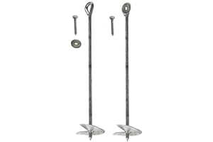 H2i Lot de 2 ancrages au sol en acier galvanisé à visser Longueur : 50 cm/60 cm (60 cm de long)