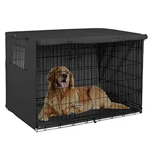 Explore Land Universal Fit Durable Polyester Dog Crate Kennel Cover (Black, 42 inches)