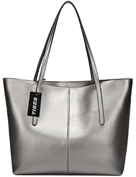Tibes Damen Designer echtes Leder Handtasche Tote Geldbeutel