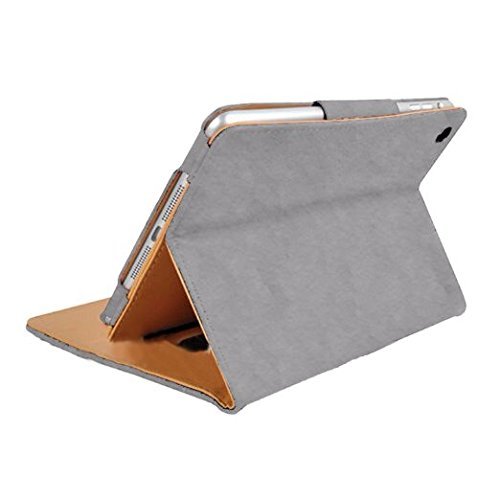 Mofred® Schwarz & Tan Apple iPad 24,6 cm (2017 veröffentlicht) Leder Multifunktions®-Executive Multi-Funktion Leder-Standby-Hülle für Apple New iPad 24,6 cm (2017) mit eingebautem Magnet für Sleep & Awake Funktion –-Unabhängig habe von „The Daily Telegraph“ AS # 1 iPad Fall. grau/hellbraun iPad Air 2 - 3