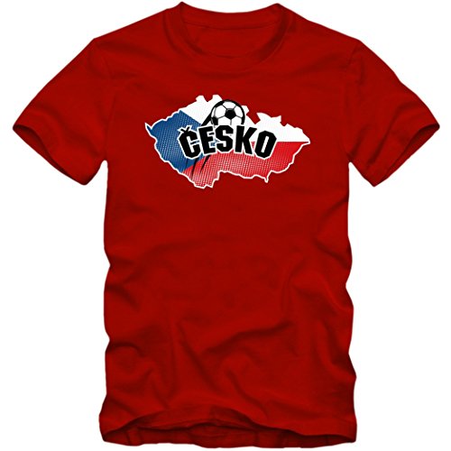 Tschechien EM 2016 #1 T-Shirt | Fußball | Herren | Trikot | Nationalmannschaft, Farbe:Rot (Red L190);Größe:XXL