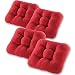 Produktbild Gräfenstayn® 4er-Set Sitzkissen Stuhlkissen 40x40x8cm für Indoor und Outdoor - Bezug aus 100% Baumwolle Dicke Polsterung Steppkissen/Bodenkissen (Rot)