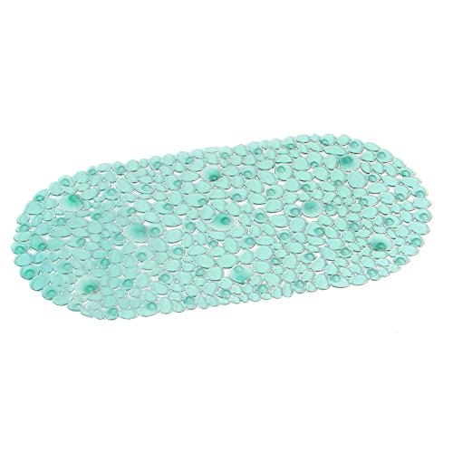 Türkise Anti Rutsch Matte für die Badewanne - Wanneneinlage mit Saugnäpfen - Wannenmatte in schöner Kieseldekor Steinoptik - Größe: 69 x 39cm