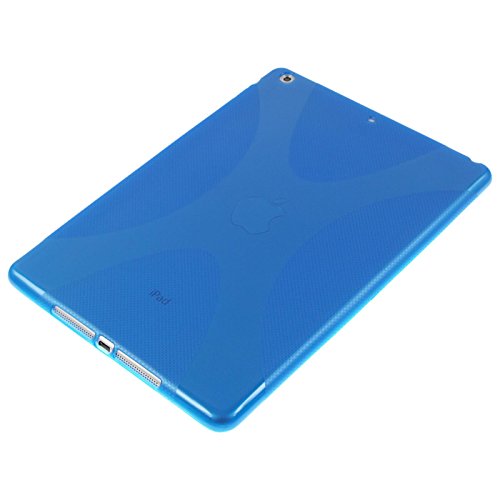 PhoneNatic Case für Apple iPad Air Hülle Silikon blau X-Style Cover iPad Air Tasche + 2 Schutzfolien - 5