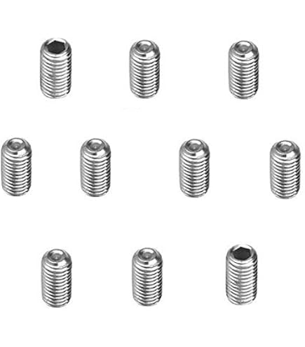 25-Pack M6 X 6mm Hex Socket Set Screws (Grub Screws) - 304 Stainless Steel, Cone Point