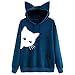 Produktbild Juliyues Kapuzenpullover Damen Langarm Frauen Cat Print Hooded Sweatshirt Streetwear Kapuzenpulli Jumper Bluse Tops