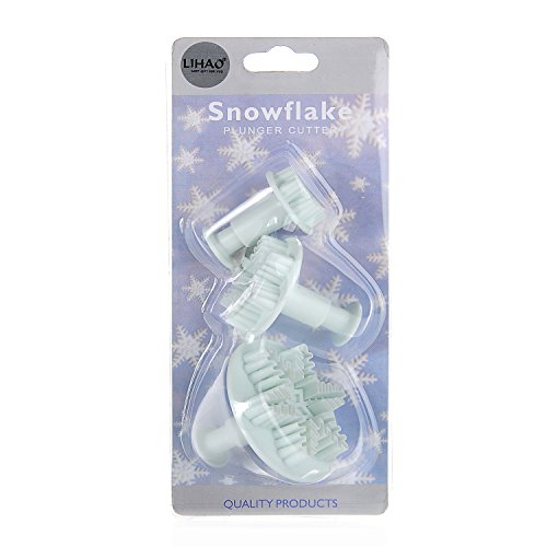 LIHAO Schneeflocken Ausstecher Fondant 3tlg Ausstechformen Auswerfer Stempel Tortendeko - 6