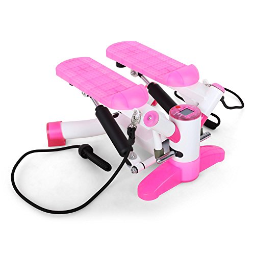 Klarfit Powersteps Aerobic Stepper Twist-Stepper mit Bändern (inkl. Trainingscomputer, 2 Expander-Bänder, Anzeige: Kalorien Schrittzahl) schwarz blau rosa oder silber - 8