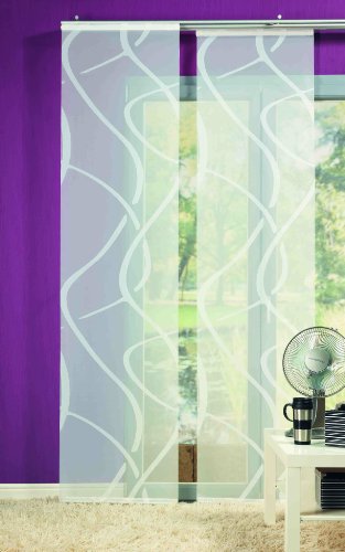 Wohnideenshop Flächenvorhang Vegas weiss transparent 60cm breit x 245cm lang inkl. Zubehör und andere Muster zum auswählen