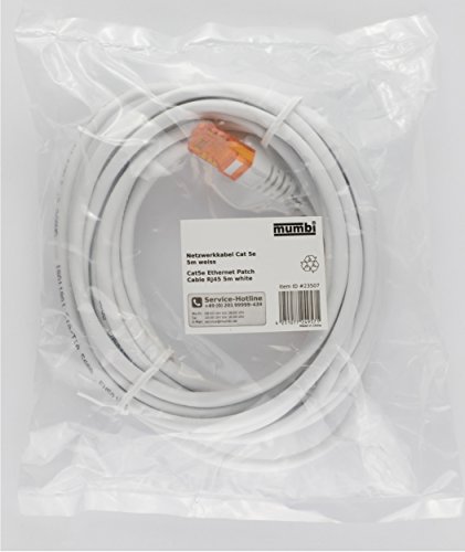 mumbi 5m CAT.5e Ethernet Lan Netzwerkkabel – CAT.5e (RJ-45) 5 Meter Kabel in weiss - 6