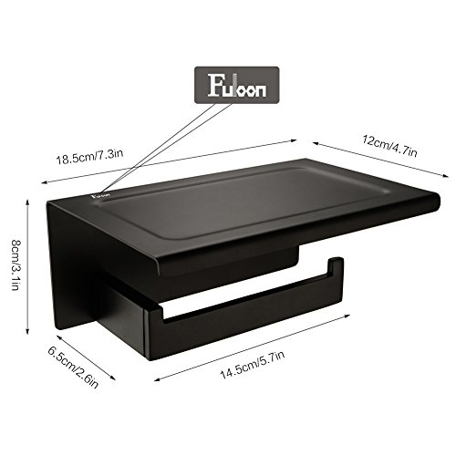 Fuloon 19*12*8cm Toilettenpapierhalter Edelstahl Papierhalter mit Deckel (Schwarz) - 3