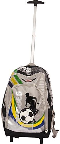 Simba Winner Team Brazil 16" Trolley Bag Boys &amp; Girls Black With Green/Yellow/Blue Wheeled Travel Backpack/Rucksack Dusty Fire &amp; Rescue with Telescopic Handle &amp; Padded Shoulder Straps for Short Breaks