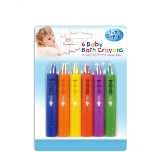 First Steps Pack of 6 Baby Bath Crayons for Fun in Bath - Non Toxic Bath Toys
