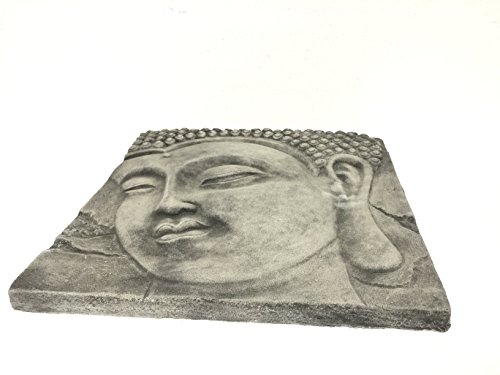 Wandbild Wandrelief Steinplatte Buddha Kopf Garten Deko Feng Shui Yoga 39×39 cm - 3