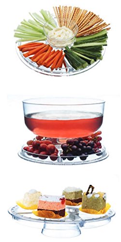 Rammento Multifunctional 5 in 1 Cake Stand and Dome. Wedding Cake Dome, Punch Bowl, Salad Bowl, Chip & Dip Server, Serving Stand, Food Dome by Rammento - 2