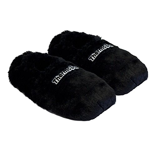 Preisvergleich Produktbild Thermo Sox aufheizbare Hausschuhe für Mikrowelle und Ofen - Mikrowellenhausschuhe Wärmepantoffeln Wärmehausschuhe Wärmeschuhe Fußwärmer Supersoft, Farbe:Schwarz, Größe:41 / 45 EU (L)