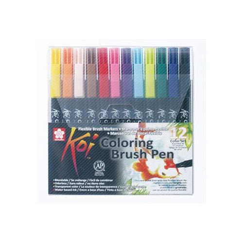 Sakura KOI Coloring Brush Set 12 - Pack de 12 rotuladores, Punta pincel