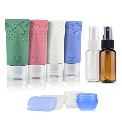 Reiseflaschen Nachfüllbare, von der TSA zugelassene, auslaufsichere Reisebehälter für Körperpflegeprodukte, ALCOON-Kosmetikbehälter in 10er-Packung, BPA-frei, für Shampoo-Lotionsflüssigkeiten - Damen