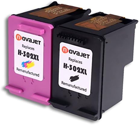 Novajet Remanufactured 302xl 302 XL Ink Cartridges (1 Black,1 Tri-colour) Compatible with DeskJet 1110 1115 2130 2132 3630 3632 3633 3635 OfficeJet 3830 3831 3832 4651 4652 4654 Envy 4520 4521 4522 4526 4527 4528