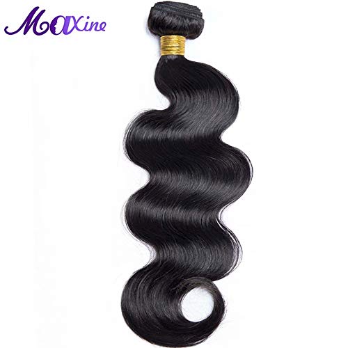 Maxine Brazilian Virgin Hair 9A Body Wave Hair Weave 1 Bundle Full Head 100% Unprocessed Virgin Human Hair Weave Natural Black (26inch)