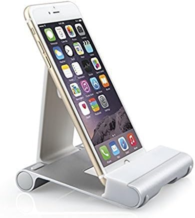 Cell Phone Stand and iPad Stand 2 in 1, Kenube Universal Aluminum Metal Tablet Stand Bed Desk Mount Cradle Holder Stand for iPhone iPad Samsung Android Phone (Silver)