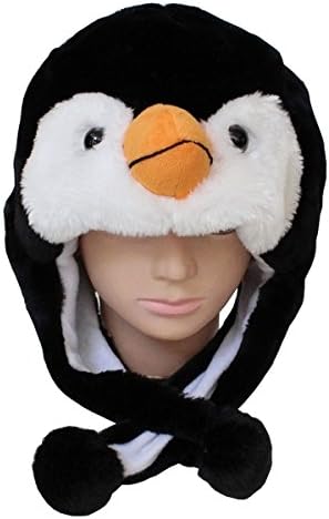 Yeah67886 Cute Animal Hat Cartoon Penguin Cap Plush Fluffy Children Present Winter Cosplay Mask Scarf Earflap