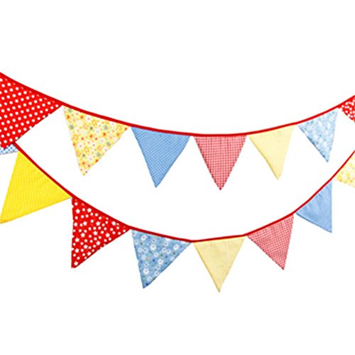 Nikgic Wimpelkette Baumwolle Wimpel Bunting Farbenfroh Wimpeln Dreieck Wimpel Fahnen Banner für Geburtstag Party Dekor - 6