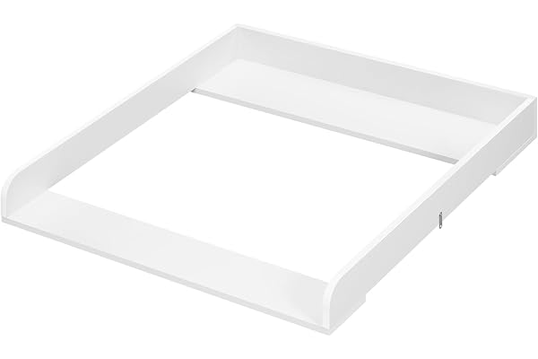 WOLTU Plan à Langer, 80x78.5 cm, Plan à Langer pour Commode (Profondeur : 46,5-50 cm), Plateau à Langer Amovible, avec Sangle Anti-basculement, Blanc