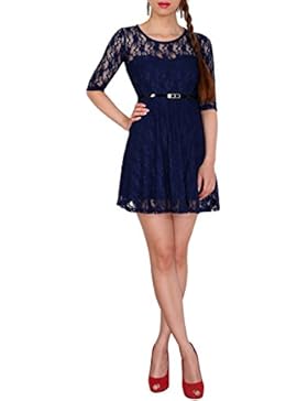 SODACODA 3/4-Arm Damen Prinzessin süßes Spitzenkleid Partykleid Ballkleid Minikleid - EXTRA KURZ - Alle Farben...