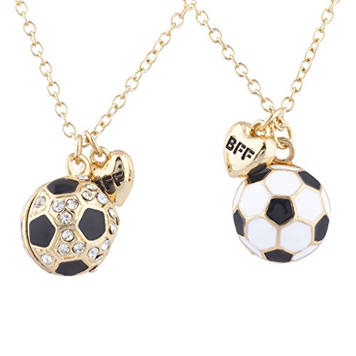 Lux Accessories Goldtone Soccer Locket Best Friends Forever Charm Necklace 2PC