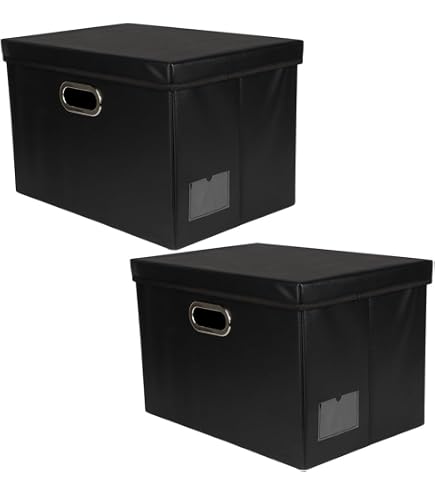 Boîtes De Rangement Leitz Puro Format Moyen 17L Avec Couvercle - Lot De 2 Empilables Noir Obsidienne
