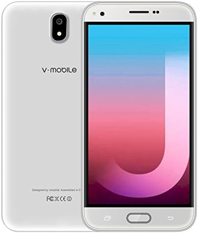 Cheap Android Mobile Phones Unlocked, v mobile J5 Sim Free Smartphones with 5.5" QHD Display|Andriod 7.0|Dual Sim + TF Card|1GB + 8GB|2800 mAh| White