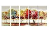 Saf Premium Large 5 Panel Trees Ink Paintingâ Â (24 Inch X 50 Inch)