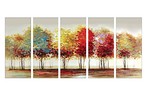 Saf Premium Large 5 Panel Trees Ink Paintingâ Â (24 Inch X 50 Inch)