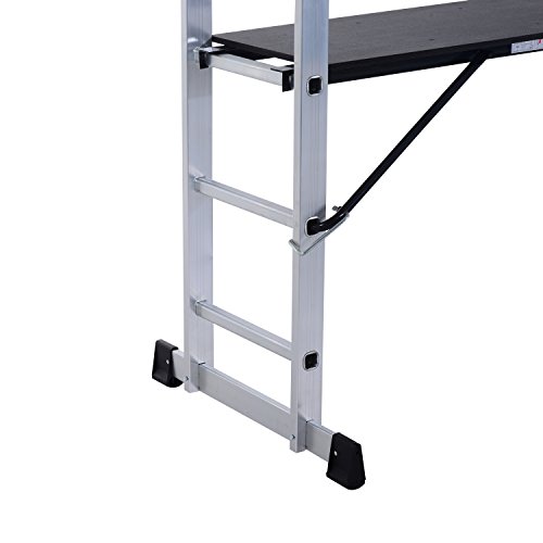 Homcom® 3 in 1 Alu Arbeitsgerüst Leitergerüst Kleingerüst Leiter Gerüst Mehrzweckleiter - 4
