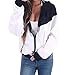Produktbild Yazidan Damen Sport Mantel Lange Ärmel Schal Patchwork Dünne Haut Anzüge   Mit Kapuze Reißverschluss Taschen Herbst Sweatshirt Mantel Startseite Kleidung Kimono Bluse Outwear(Weiß,M)