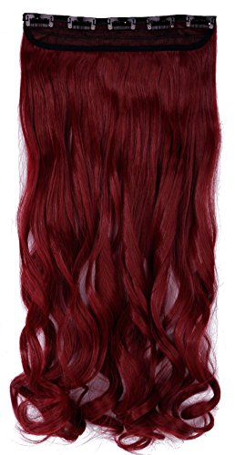 S-noilite® UK Women 24 Inches (60cm) Maroon mix Dark Red One Piece Long Curly Wavy 3/4 Full Head Clip In Hair Extensions Extension