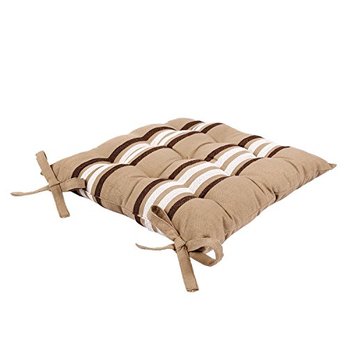 icrafts reine Baumwolle Küche Sitz Stuhl Kissen mit Bindebändern verhindert Verrutschen braun sitz Square Pad, Bürostuhl PAD Auto, Hocker, Kissen mit Bezug aus Baumwolle (40 x 40) cm