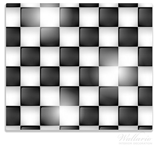 Wallario Herdabdeckplatte / Spitzschutz aus Glas, 1-teilig, 60x52cm, für Ceran- und Induktionsherde, Schachbrett Muster