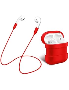 AirPods Silikon Schutz Hülle + Airpods Gurt , Kopfhörer Tasche Schutzhülle Shockproof Staubdichte Apple Zubehör...