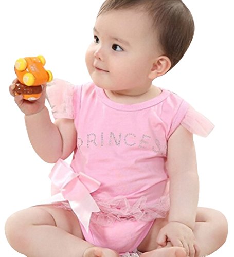 Baby Girls Infant Short Sleeve Bodysuit Rompers Ballet Sheer Skirt