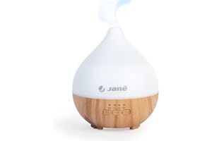 JANE Jané Humidificador Bebés, Ultra silencioso, Capacidad 140 ml, 7 Colores led, Apto para Esencias, Temporizador, Madera