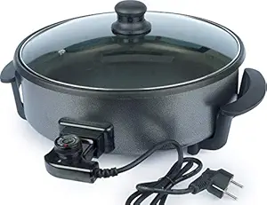 ITALIA Non Stick Electric Multipurpose Cooker Pan Pizza Maker with Unbreakable Lid, 36 cm, Black Pizza Maker