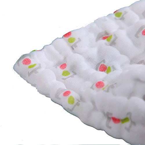 Lucear Musselin Babybadetuch mit Haken, 6 Stücke, 30x30cm weiß verwendbare Tücher, Babytücher Beste Geschenke für Baby - 7