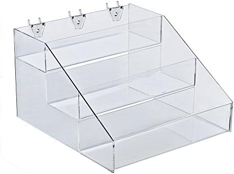 Azar Displays 326050 12" W x 11.75" D x 7.125" H 3-Tier Step Display for Counter, Pegboard and Slatwall