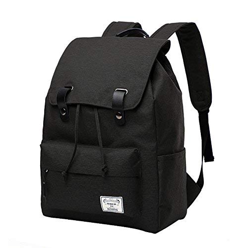 Preisvergleich Produktbild Valleycomfy Leinwand Rucksack Frauen / Männer Reisetasche Casual Einfacher Junge / Studentin Taschen Bis Zu 15,6 "(schwarz)