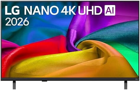 LG NANO Smart TV 4K UHD AI 43 pollici Serie NU8E 43NU8E0B3LA, Smart TV 4K, Processore con Nano Detail Enhancer, AI Chatbot, AI Concierge, HDR10 Pro, FILMMAKER Mode, Design Linear Flow, 3 HDMI, TV 2026